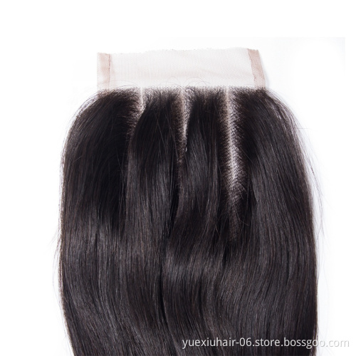 100% Human Hair 4x4 Straight Swiss Lace Hair Closure Piece Thick Smooth Silk Base Closure with Baby Hair